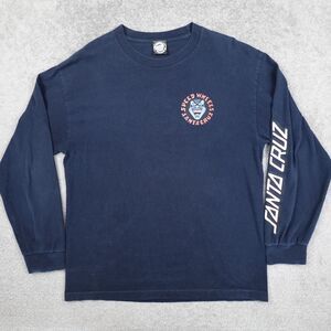 Santa Cruz Shirt Men's L Navy Blue Speed Wheels Graphic Long Sleeve Tee Skater